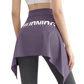 ZHOUSUFEN Women Letter Print Yoga Tennis Up Skirt Athletic Workout Running Tie Up Wrap Skirts Hip Asymmetrical Scarf