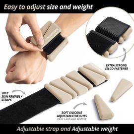 Wrist & Ankle Weights, Adjustable Bands for Women & Men Workouts, Set of 2 (1lb or 2lb each / 1kg or 2kg total). For Running, Jogging, Walking, Yoga, Dance, Pilates, Aerobics, Strength Training (Stone, 4LB (2LB each))