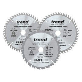 Trend Craft Pro; 160mm; Circular Sawblade - CSB/160/3PK/A; Diameter 160mm; Bore 20mm; Teeth 48; Triple Pack
