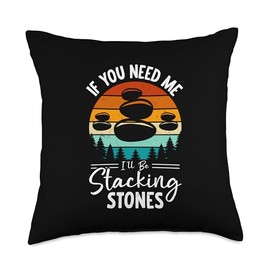 Rock Cairn Stone Balancing Rock Stacking Throw Pillow