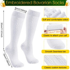 Hercicy 2 Pcs German Hat Socks Oktoberfest Costume Accessories Men Bavarian Hat Feather Knee Lederhosen Compression Socks(Gray, White)