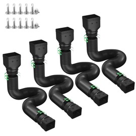 Ogutter Rain Gutter Downspout Extensions, Downspout Extender for Rainwater Drainage Flexible, Down Spout Drain Extension Pipe and Extendable from 21 to 66 Inches (4 Pack, Black)