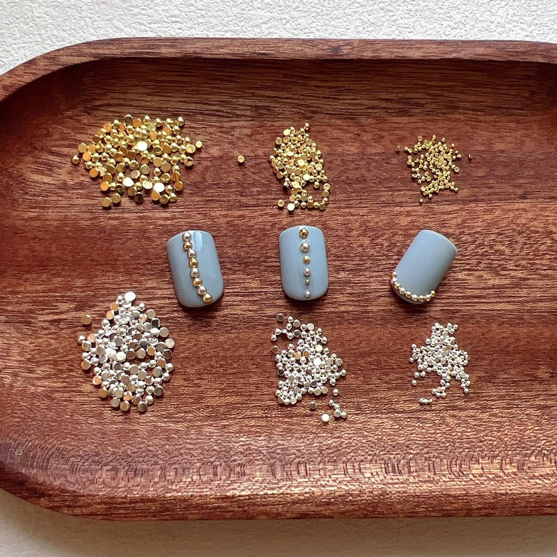 Nail Art Metal Stud Set, Gold & Silver Hemispherical Shape,