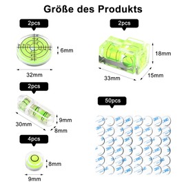 UOCAI Pack of 10 Small Dragonfly Spirit Level with 50 Seals, Mini Spirit Level for Camping Cameras, Stationary Images, Caravan, Electrician, Spirit Level