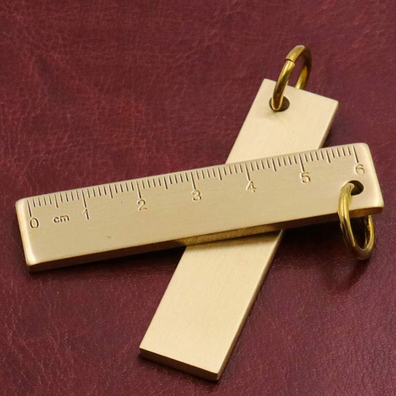 BIlinli 6cm Small Copper Ruler 3mm Thickened Brass Metal Ruler