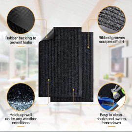 Alfombra Gris Bienvenido Tapete Entrada Puerta Del Piso 2pzs