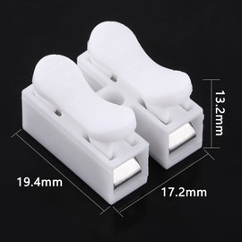 100pcs Spring Wire Connectors 10A 220V 2 Pin Push Quick Wire Cable Connector White Wiring Connector Fast Wire Connection Operation
