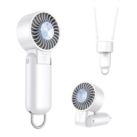 Portable Handheld Turbo Fan with LED Display - Turbocharged 32ft Cooling, Long-lasting 5 Speeds 4oz Lightweight, USB Rechargeable Mini Personal Hand Held Fan Gift for Women Men Travel, Office, Makeup