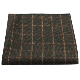 King & Priory Luxury Leaf Green Tattersall Check Tweed Pocket Square, Handkerchief