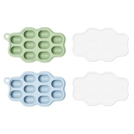HEOMOONE Baby Food Freezer Tray with Lid 2 Pack, Silicone Nibble Tray, Fruit Feeder Teether, Breastmilk Popsicle Mold, Food Storage Container, Ice Cube Maker for Homemade Baby Meals