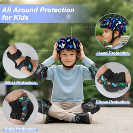 Kids Helmet, Toddler Bike Helmet with DIY Stickers Unicorn Knee Pads and Elbow Pads Set Adjustable Protective Gear Set for Girls Age 3-5-8 Years fit Roller Skates, Bicycle, Skateboarding, Scooter