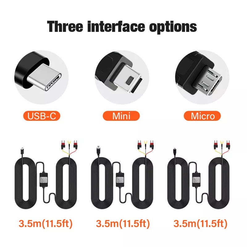 Universal Dash Cam Hardwire Kit Mini/Micro/USB C Hard Wire Cable