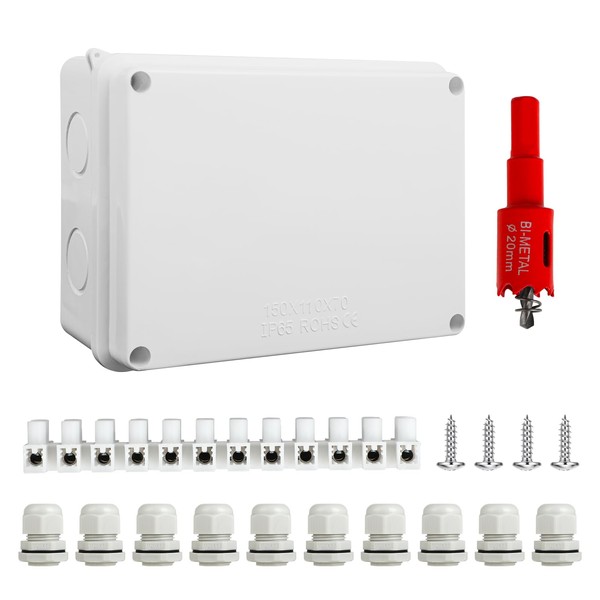 Junction Box Waterproof IP65, Surface-Mounted Distribution Box 150 x 110