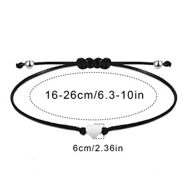 JITNGA Selfmade Jewellery Bracelet Women's Heart Silver Handmade Macrame Bracelet with Hearts Size Adjustable 16-26 cm