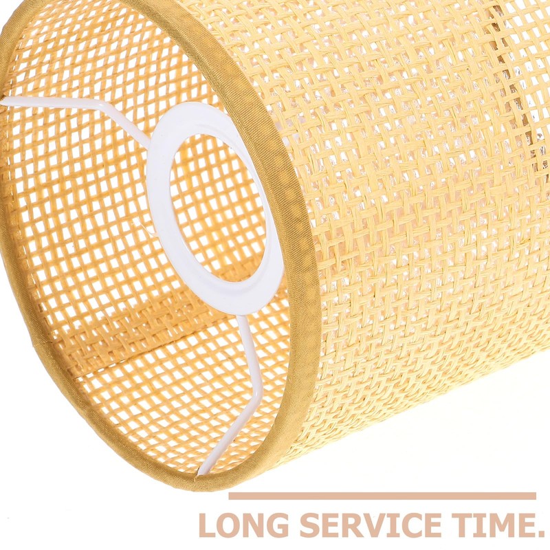 Angoily Rattan Drum Lampshade Replacement E27-E14 Barrel Lampshade Snap On