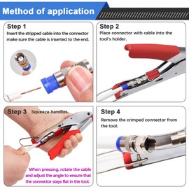 mxuteuk RG59 RG6 Coax Cable Crimper Tool Kit Coaxial Compression Tool Fitting Wire Stripper With 25pcs F Type RG6 Compression Connectors
