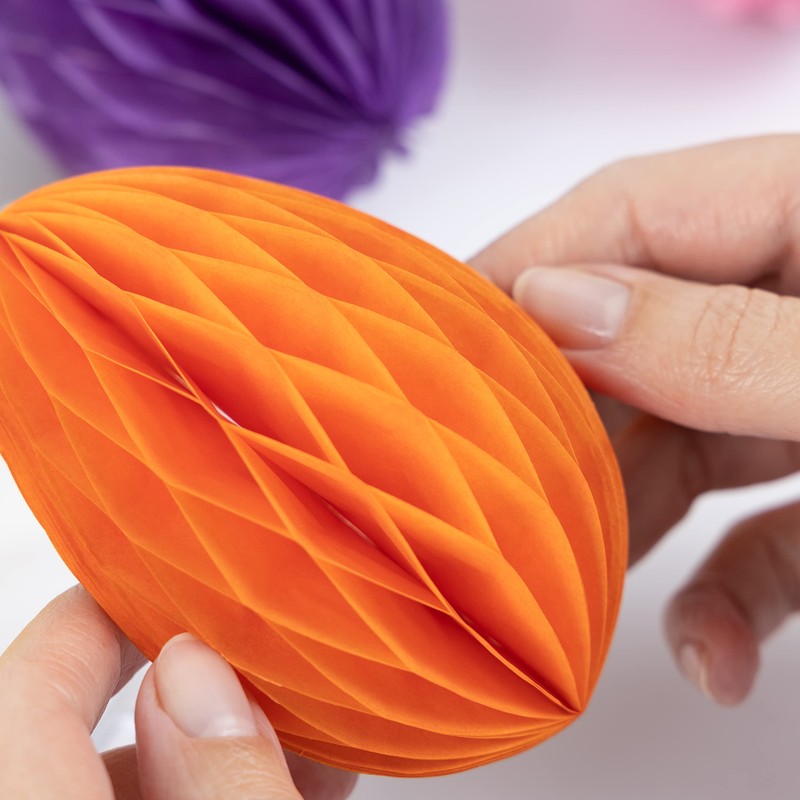 evelay 8 Pack Honeycomb Paper Easter Egg Hanging Decorations Party