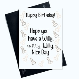 Peachy Antics Birthday Card Funny Happy Birthday Hope You Have a Willy Nice Day For Friend For Sister For Mum Funny Birthday Card AP144