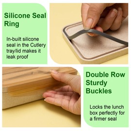 Alta Scelta Eco Friendly Lunch Box and Meal Container Leakproof with Lunch Bag and Bottle for Men’s and Women’s Adults Adjustable Compartments with Cutlery Set