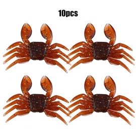 Fake Fishing Crab Lures, 10pcs Simulation Crab Lure Artificial Plastic Soft Fishing Bait 3D Sea Fishing Crankbaits Bait Traps for Fishing Artificial Bait, Brown