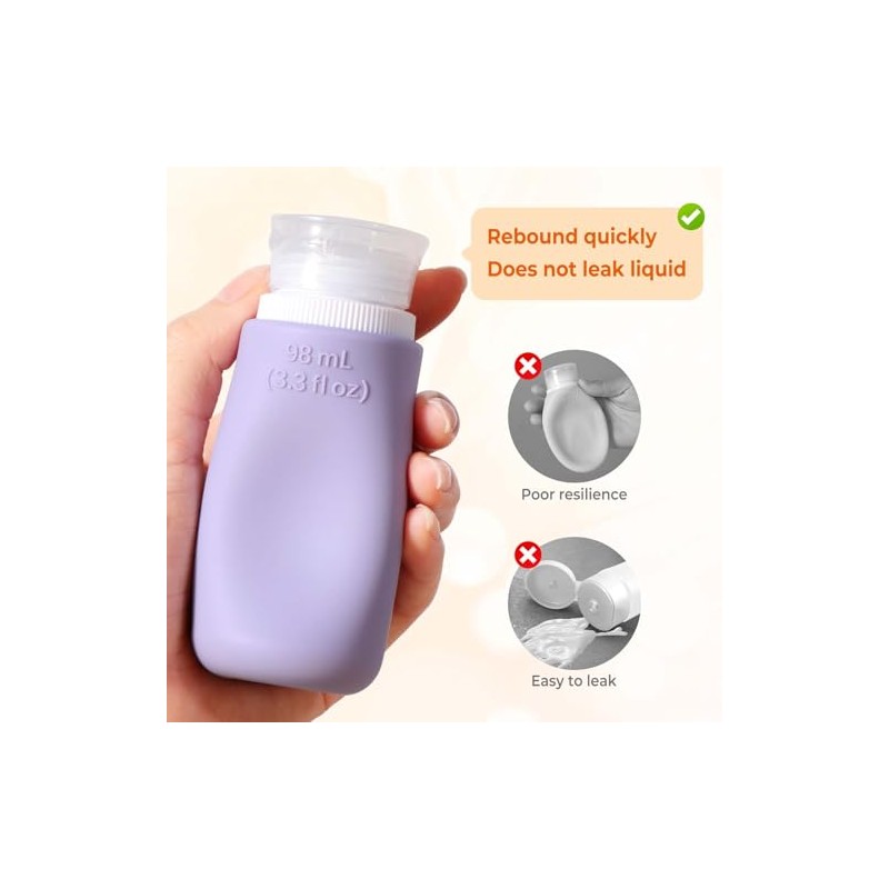 Diboniur 4 Pack Travel Bottles for Toiletries with Labels, 98ml