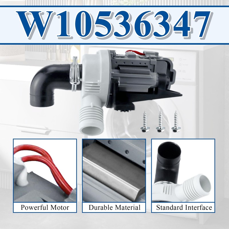 [2025 Upgraded]W10536347 Washer Drain Pump Assembly, Exact for Whirl.pool Cabrio,