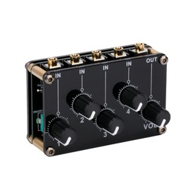 Karlak 4-in-1-out Passive Mixer Module Mini Stereo 4-Channel Passive Mixer Audio Mixer 4 Audio Input to 1 Output Ultra Compact Low Noise for Recording Studio Console S e Small Club or Bar