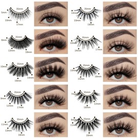 FARRED FARRED Wholesale False Lashes 10 Pairs 10 Styles Medium Length Vegan Eyelashes Fluffy Volume Strip Lashes Bulk 10 Portable Boxes Fake Eyelashes Mixed Natural Look 3D Faux Mink Lashes(mix 10pairs)