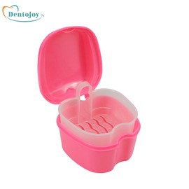 Dentojoy Denture Box in Pink Color - Dental Orthodontic Retainer Case | Teeth Storage Box, Denture Storage Case Fake Tooth Holder with Strainer (2)