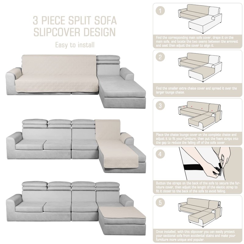 TAOCOCO 100% Waterproof Sectional Couch Covers L Shaped Sofa Covers