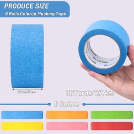 Oleitodh - 6 rollos de cinta adhesiva de colores de 2 x 180 yardas, rollos de colores arco iris a granel para niños, cinta de marcado de papel colorid