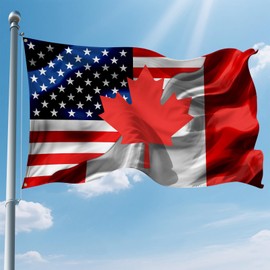 KDASIU Usa America American And Canada Canadan Flags 3x5 Ft Double-Sided Printed With 2 Brass Grommets Indoor Outdoor Polyester Fabric Decorative Banner 3x5 Foot National Flag For Outside