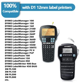 5 x hehua D1 Label Tape Replacement for Dymo d1 45013 12 mm x 7 m, Black on White 45013s S0720530 Labels Compatible with LabelManager Executive 640 CB 160 280 210D Labelpoint 150 200 LabelWriter 450