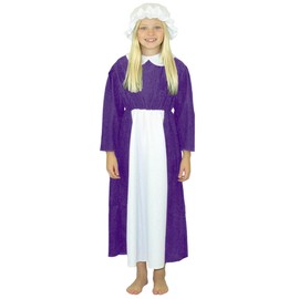 Charlie Crow Alice Victorian/Edwardian Maid Costume For Kids. 9-11 years. Purple and White.