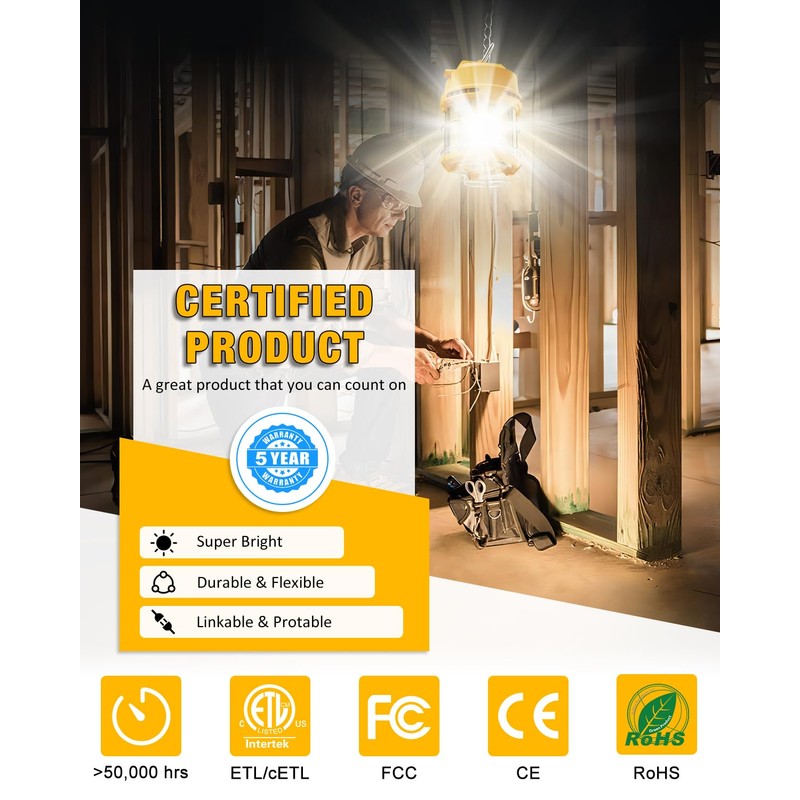 JC-LGL 60W LED Temporary Work Lights - Construction Lighting Temp