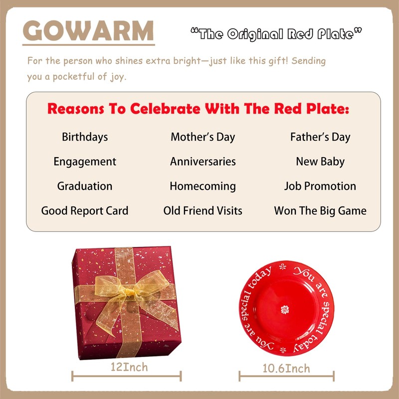 GOWARM You Are Special Today Red Plate – 10.6" Ceramic