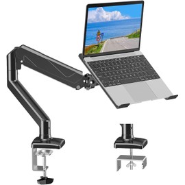 MOUNTUP Laptop Stand for Desk, Adjustable Aluminum Laptops Arm Mount for 14-17 Inch Notebook & 32" Monitor, Laptops Arm for Desk Support for 4.4-19.8lbs, 2-in-1 Laptop Desk Mount with Clamp/Grommet