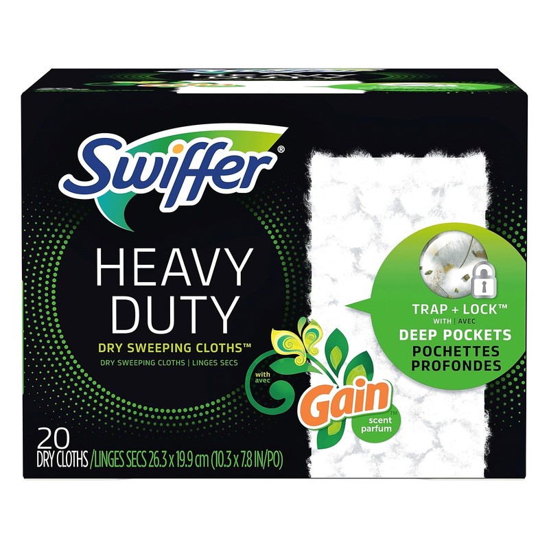 Swiffer Sweeper Heavy-Duty Dry Cloth Refill, Gain Scent, White, 20/Pack