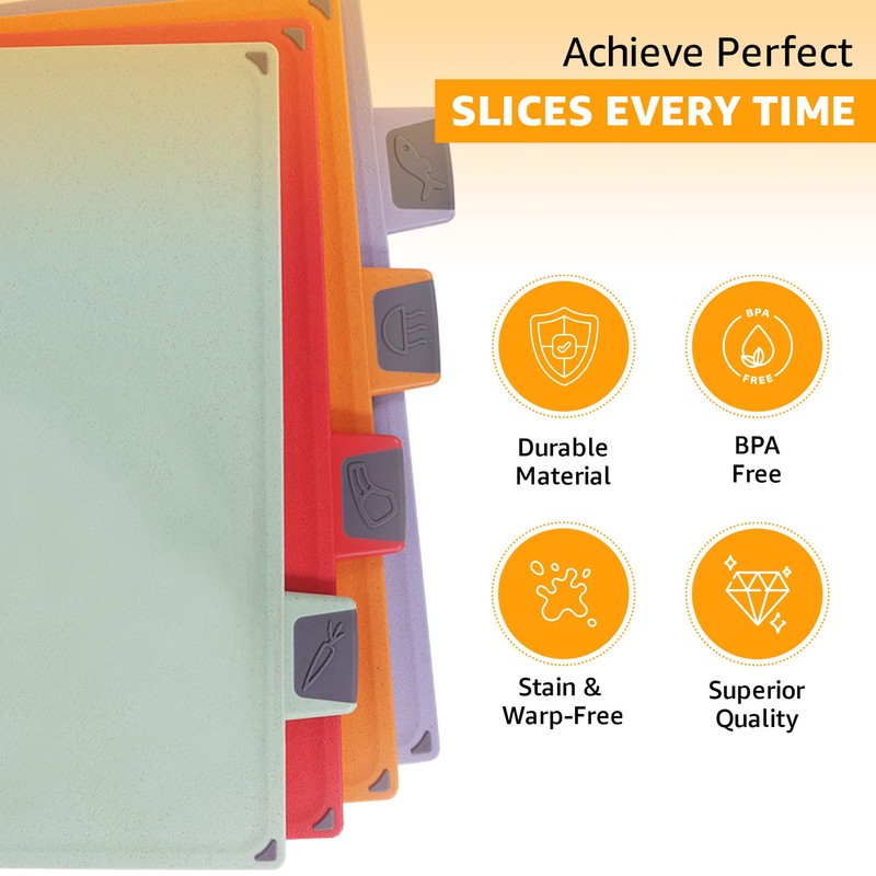 4-Piece Non-Toxic Cutting Board Set with Premium Scissors and Holder