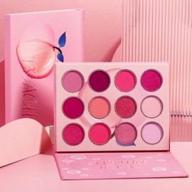 Afflano Pink Pigmented Eyeshadow Palette Blendable Purple Peach Eyeshadow Palette Matte Shimmer Cream Light Purple Small Cute 12 Colors Girls Women Mother