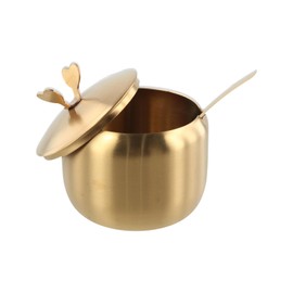 GUEDKIKL 250ML Stainless Steel Sugar Bowl with Butterfly-Shaped Lid and Spoon, Condiment Pot Spice Containers Seasoning Jar Salt and Pepper Dispenser Bottle for Home Kitchen