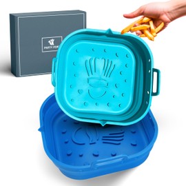 PARTY PORT PARTY PORT Platinum Silicone Air Fryer Liners Reusable Square-Extra Strong-Easy to Clean Air Fryer basket for Oven Microwave Accessories - BPA Free - Food Safe Pot for 5.8QT to 8 QT - 9 Inch