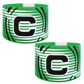 Ynaize Soccer Captain Armband, 2Pcs Captain Armbands Elastic Protective Arm Badge Adjustable Football Basketball Player Bands-Green