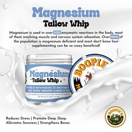 Boopie's Magic Moo Magnesium Tallow 2oz cream made with grass fed & finished beef tallow and organic ingredients.