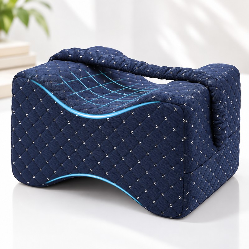 Memory Foam Knee Pillow for Side Sleepers – Adjustable Strap