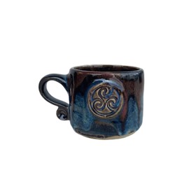 Colm de Ris Irish Triskele Celtic Pottery Mug Made in Ireland Handcrafted Ceramic Celtic Kitchen Accessory 3'x4', medium, Cobalt Blue