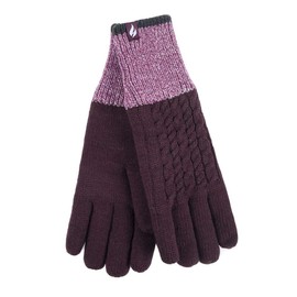 HEAT HOLDERS - Ladies Cute Striped Fairisle Warm Knitted Fleece Lined Winter Thermal Gloves (S/M, Mulberry (Kisdon))