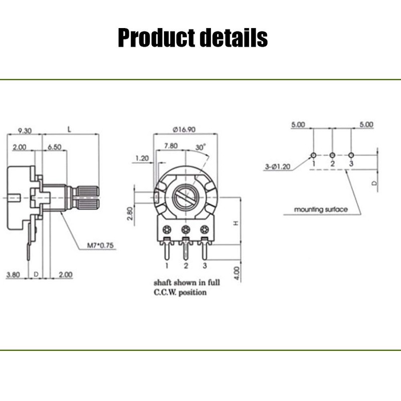 Comimark 10Pcs WH148 Type B10K Ohm Linear Taper Rotary Potentiometer