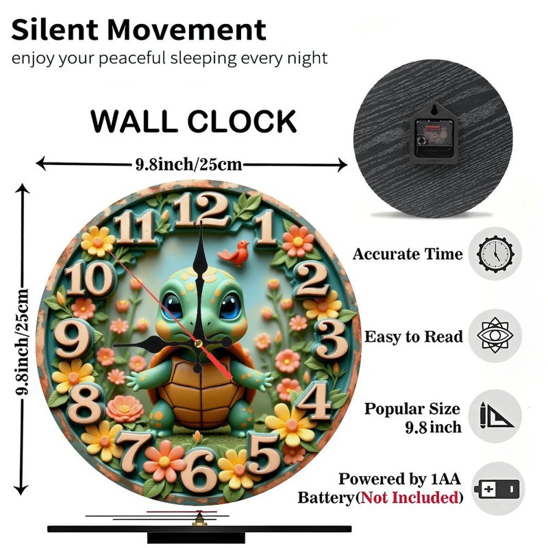 10-Inch Wooden Clock Designed as a Basketball Court with a