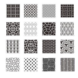 Changyeah 16PCS Painting Stencils, Geometric Stencils Painting Templates Set for Scrapbooking Tile Furniture Wall Floor Decor Craft Murals Books Drawing DIY Art Supplies, Reusable(20x20cm)